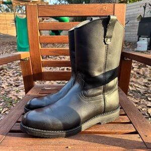 Vintage 1995 Red Wing Shoes Pecos 1118 Black Leather Wedge Boots 13 B Pull On